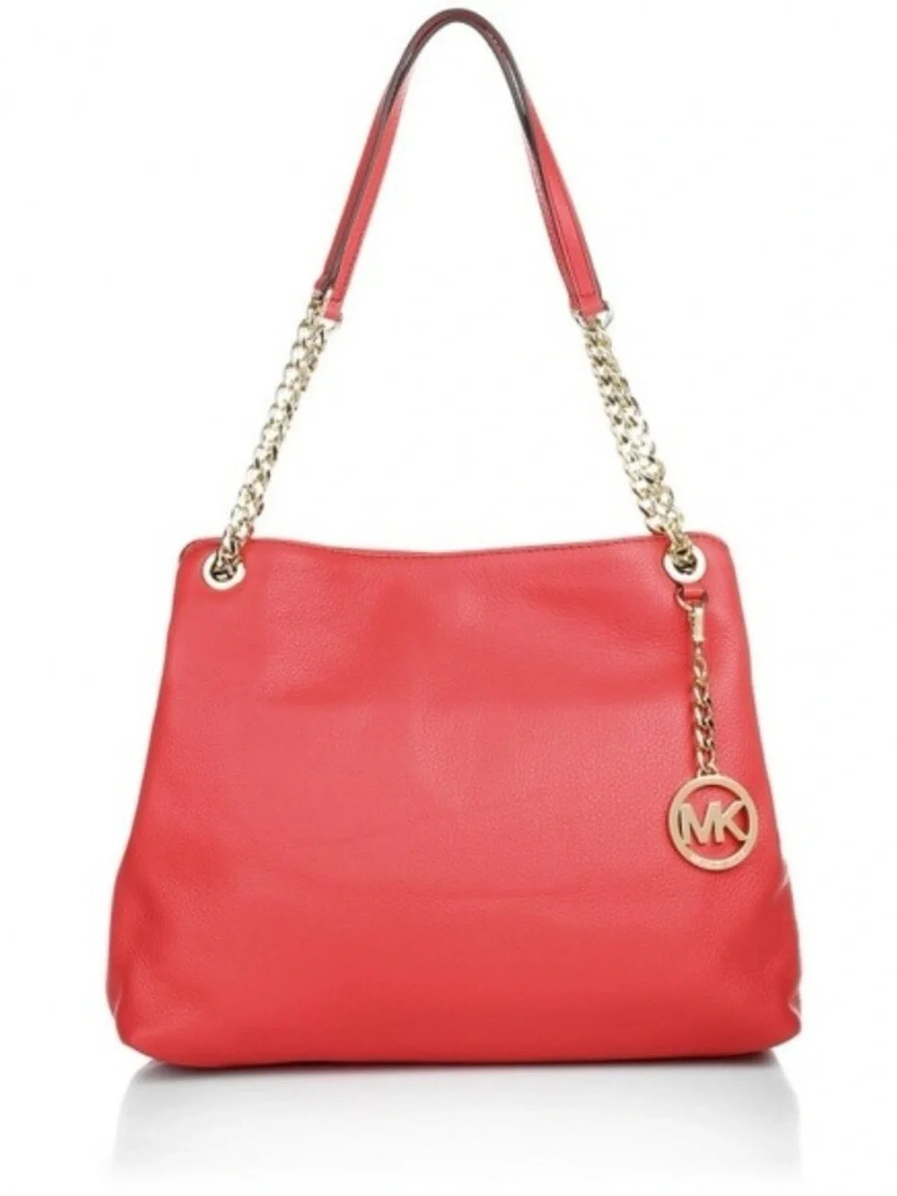 Michael Kors Red Leather Shoulder Bag with Gold Chain
